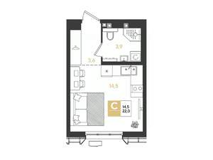 Студия квартира, вторичка, 22м2, 2/18 этаж