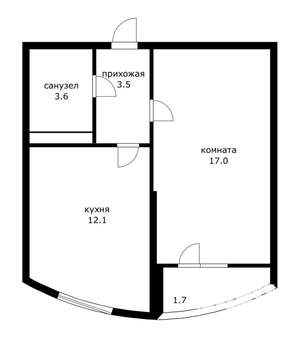 1-к квартира, вторичка, 37м2, 4/9 этаж