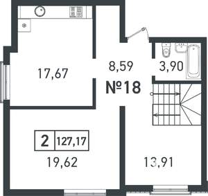 2-к квартира, вторичка, 68м2, 3/3 этаж