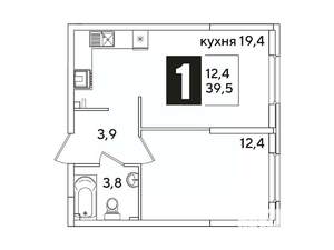 1-к квартира, вторичка, 40м2, 2/16 этаж