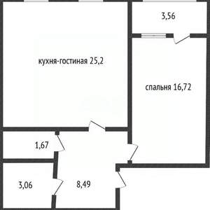 1-к квартира, вторичка, 56м2, 7/22 этаж