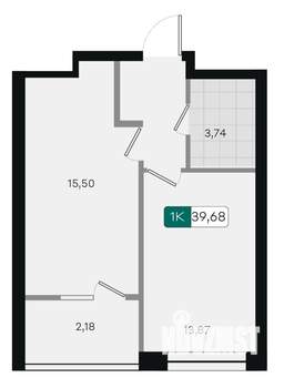 1-к квартира, вторичка, 40м2, 5/9 этаж