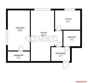 2-к квартира, вторичка, 44м2, 1/5 этаж
