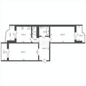 2-к квартира, вторичка, 66м2, 16/16 этаж