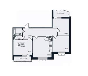 3-к квартира, вторичка, 107м2, 2/12 этаж