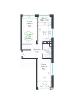 2-к квартира, вторичка, 67м2, 4/24 этаж
