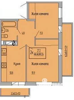 2-к квартира, вторичка, 57м2, 2/18 этаж