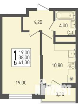 1-к квартира, строящийся дом, 41м2, 18/22 этаж