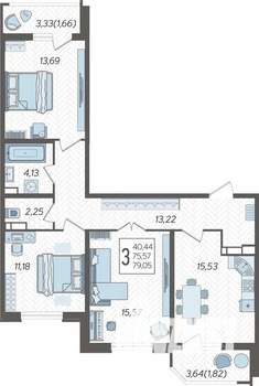 3-к квартира, вторичка, 81м2, 17/23 этаж