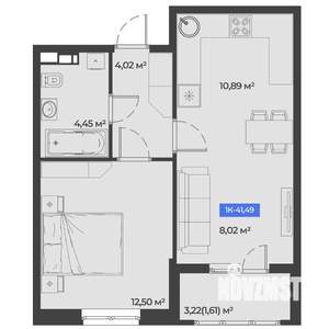 1-к квартира, вторичка, 41м2, 1/5 этаж