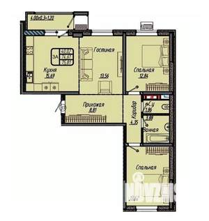 3-к квартира, вторичка, 76м2, 6/18 этаж