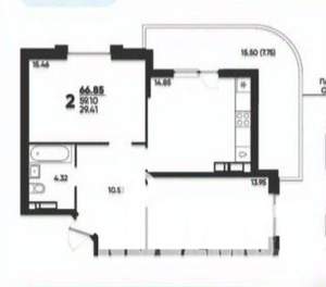 2-к квартира, вторичка, 67м2, 14/18 этаж