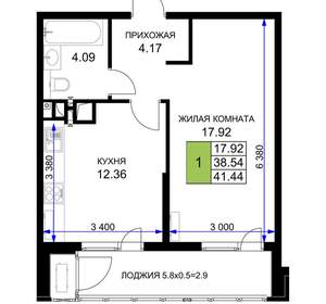 1-к квартира, вторичка, 41м2, 15/16 этаж