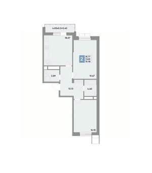 2-к квартира, вторичка, 78м2, 6/12 этаж