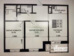 3-к квартира, сданный дом, 62м2, 8/16 этаж
