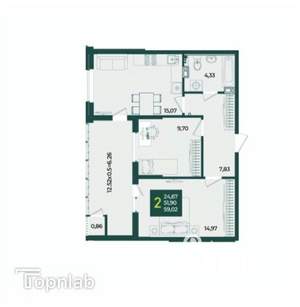 2-к квартира, вторичка, 59м2, 11/18 этаж