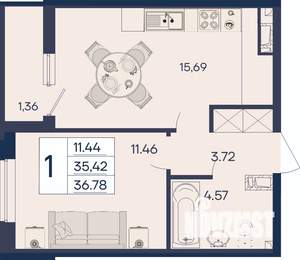1-к квартира, вторичка, 37м2, 9/18 этаж