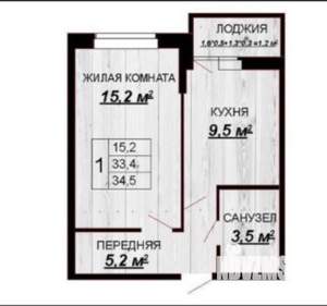 1-к квартира, вторичка, 35м2, 2/9 этаж