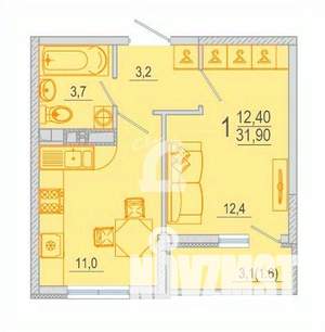 1-к квартира, вторичка, 32м2, 5/15 этаж
