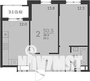 2-к квартира, вторичка, 51м2, 17/24 этаж