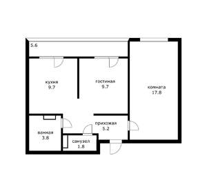 2-к квартира, вторичка, 55м2, 2/19 этаж