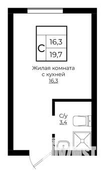 Студия квартира, вторичка, 20м2, 1/7 этаж