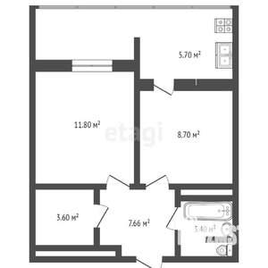 2-к квартира, вторичка, 48м2, 23/25 этаж