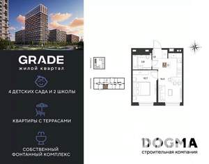 1-к квартира, вторичка, 33м2, 2/18 этаж