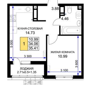 1-к квартира, вторичка, 35м2, 15/18 этаж
