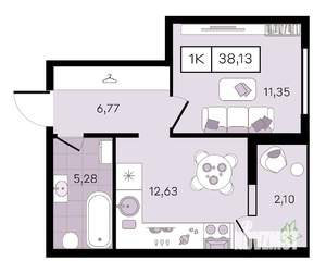 1-к квартира, вторичка, 38м2, 7/8 этаж