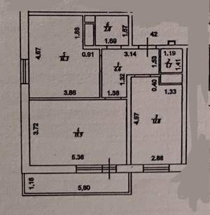 2-к квартира, вторичка, 61м2, 5/19 этаж