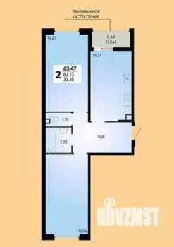 2-к квартира, вторичка, 63м2, 2/18 этаж