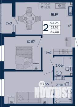 2-к квартира, вторичка, 54м2, 9/18 этаж