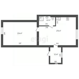 1-к квартира, вторичка, 68м2, 1/3 этаж