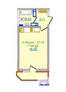 Студия квартира, вторичка, 27м2, 14/25 этаж