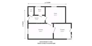 2-к квартира, вторичка, 52м2, 1/1 этаж