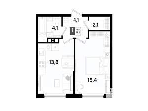 1-к квартира, вторичка, 40м2, 3/16 этаж