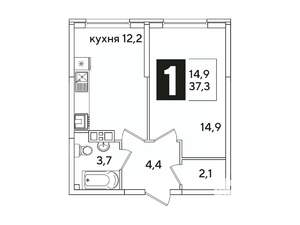 1-к квартира, вторичка, 37м2, 2/16 этаж