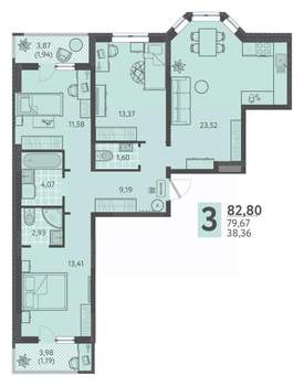 3-к квартира, вторичка, 83м2, 7/18 этаж