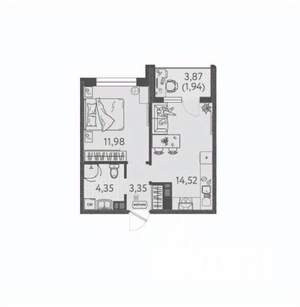 1-к квартира, вторичка, 36м2, 8/8 этаж