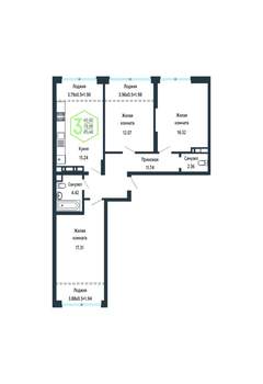 3-к квартира, вторичка, 86м2, 7/24 этаж