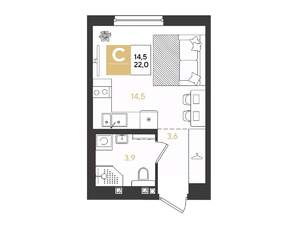 Студия квартира, строящийся дом, 22м2, 2/18 этаж