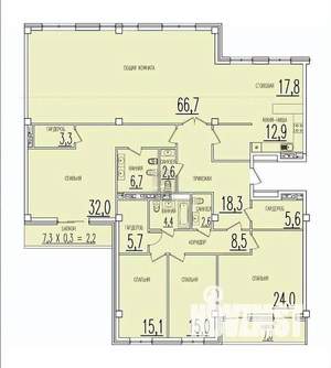 3-к квартира, вторичка, 236м2, 7/9 этаж