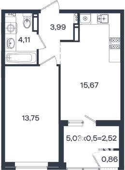 1-к квартира, вторичка, 41м2, 16/18 этаж