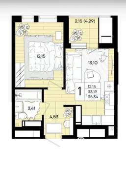 1-к квартира, вторичка, 37м2, 17/18 этаж