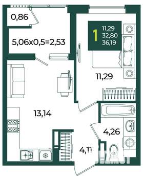 1-к квартира, вторичка, 36м2, 9/18 этаж