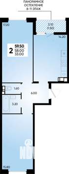 2-к квартира, вторичка, 60м2, 7/18 этаж