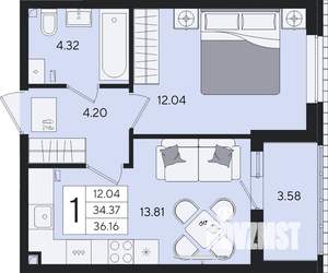 1-к квартира, вторичка, 36м2, 2/9 этаж