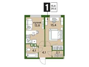 1-к квартира, вторичка, 40м2, 6/16 этаж