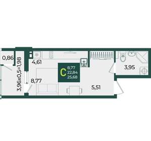 Студия квартира, вторичка, 26м2, 4/18 этаж